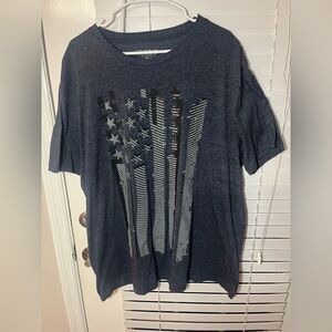 XLT NWOT Hybrid Apparel Dark Gray Freedom USA Flag Glitched Graphic T-Shirt